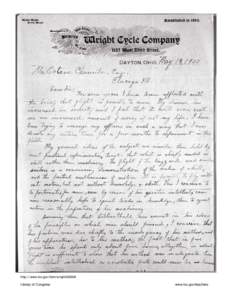 Wilbur Wright to Octave Chanute, [removed]