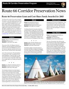 Route 66 Corridor Preservation Program  National Park Service U.S. Department of the Interior  Route 66 Corridor Preservation News