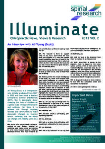 Illuminate Chiropractic News, Views & Research 2012 VOL 2  An interview with Ali Young (Scott)