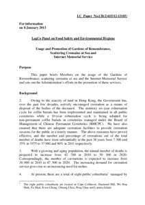 LC Paper No.CB[removed]For information on 8 January 2013 LegCo Panel on Food Safety and Environmental Hygiene Usage and Promotion of Gardens of Remembrance, Scattering Cremains at Sea and