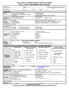 Annual ADULT ASTHMA PATIENT CARE FLOW SHEET VISIT 1: INITIAL ASSESSMENT AND DIAGNOSIS Patient Name: _________________________ Date: _________________________________