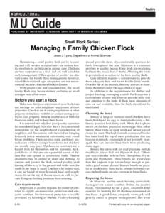 Poultry AGRICULTURAL MU Guide PUBLISHED BY UNIVERSITY EXTENSION, UNIVERSITY OF MISSOURI-COLUMBIA