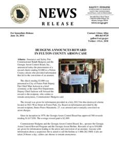 NEWS R E L E A S E For Immediate Release June 24, 2014