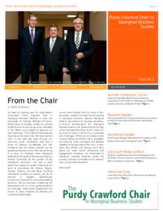 PURDY CRAWFORD CHAIR IN ABORIGINAL BUSINESS STUDIES  Issue 1.1 Purdy Crawford Chair in Aboriginal Business