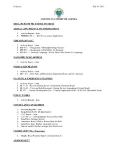 6:30 p.m.  July 11, 2011 COUNCIL-IN-COMMITTEE AGENDA DISCLOSURE OF PECUNIARY INTEREST