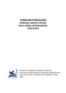 PANDUAN PENGAJUANPROPOSAL INSENTIF ARTIKEL PADA JURNAL INTERNASIONAL TAHUN 2016