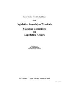 Second Session - Fortieth Legislature of the Legislative Assembly of Manitoba  Standing Committee