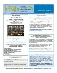NPSMA NEWSLETTER SUMMER/FALLThe Voice of the PSM Summer/FallVolume 7, Issue 2