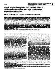 ING1b negatively regulates HIF1&alpha; protein levels in adipose-derived stromal cells by a SUMOylation-dependent mechanism