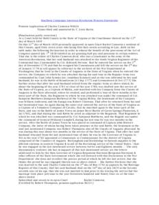 Southern Campaign American Revolution Pension Statements Pension Application of Charles Cameron W6624 Transcribed and annotated by C. Leon Harris [Punctuation partly corrected.] At a Court held for Bath County in the Sta