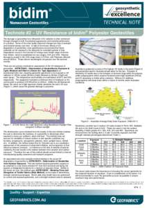 Technote #2 – UV Resistance of bidim® Polyester Geotextiles The damage to geotextiles from Ultraviolet (UV) radiation is often evidenced through changes in both the physical appearance and material performance of a pr