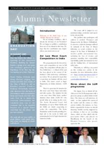 INTERNATIONAL INSTITUTE OF AIR AND SPACE LAW, LEIDEN UNIVERSITY ISSUE 3, OCTOBERA lu m n i N ew s letter