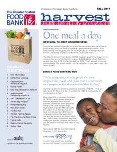A Publication of The Greater Boston Food Bank  FALL 2011 DIRECT DISTRIBUTION