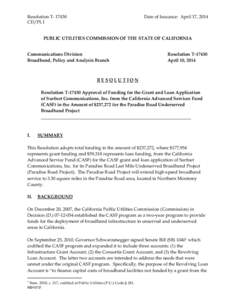 Resolution T[removed]CD/PL1 Date of Issuance: April 17, 2014  PUBLIC UTILITIES COMMISSION OF THE STATE OF CALIFORNIA