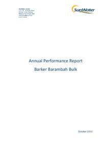 Annual Performance Report Barker Barambah Bulk October 2013  Table of Contents