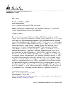 GAO-10-747R GAO Review of LEA Controls over and Uses of Recovery Act Education Funds (Winston-Salem/Forsyth County Schools)