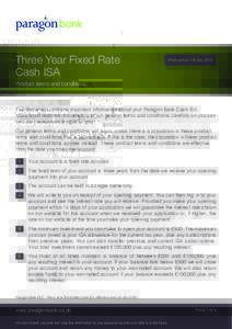 Three Year Fixed Rate Cash ISA Effective from 29 JulyProduct terms and conditions