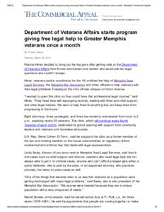 [removed]Department of Veterans Affairs starts program giving free legal help to Greater Memphis veterans once a month : Memphis Commercial Appeal Department of Veterans Affairs starts program giving free legal help to G