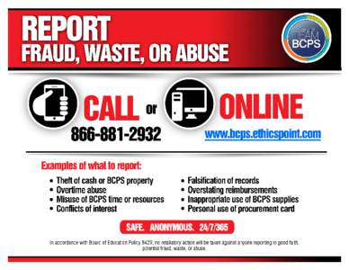 Report Fraud, Waste, or Abuse