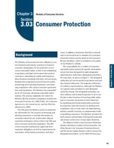 Chapter 3 Section Ministry of Consumer Services[removed]Consumer Protection