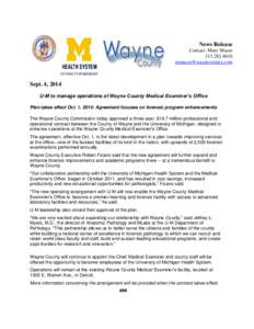 News Release Contact: Mary Mazur[removed]removed]  Sept. 4, 2014