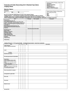 Colorado 4-H Cake Decorating Unit 1 Judging Sheet