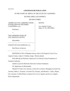 FiledCERTIFIED FOR PUBLICATION IN THE COURT OF APPEAL OF THE STATE OF CALIFORNIA SECOND APPELLATE DISTRICT DIVISION THREE