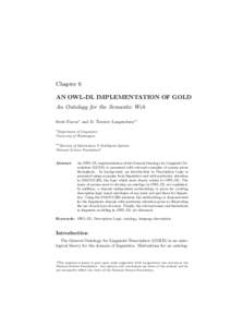 Chapter 6 AN OWL-DL IMPLEMENTATION OF GOLD An Ontology for the Semantic Web Scott Farrar∗ and D. Terence Langendoen∗∗ ∗ Department of Linguistics