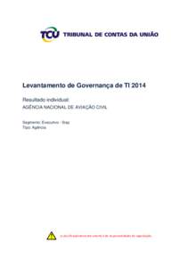 Levantamento de Governança de TI 2014 Resultado individual: AGÊNCIA NACIONAL DE AVIAÇÃO CIVIL Segmento: Executivo - Sisp Tipo: Agência