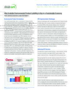 Business Intelligence for Sustainable Management Supply Chain | Carbon | Water | Toxics | Waste | Energy | Dollars Why Scalable Environmental Product Labeling is Key to a Sustainable Economy How Central Concrete Leads th