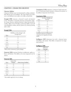 Viking Saga CHAPTER 1 : CHARACTER CREATION Constitution (CON) represents a character’s health and stamina. A Constitution bonus increases a character’s hit points, so the ability is important for all classes.