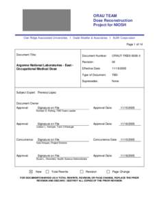 ORAU TEAM Dose Reconstruction Project for NIOSH Oak Ridge Associated Universities I Dade Moeller & Associates I MJW Corporation Page 1 of 14