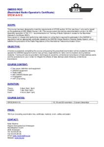 GMDSS ROC (Restricted Radio Operator’s Certificate) STCW A-IV/2 ___________________________________________  ___________________