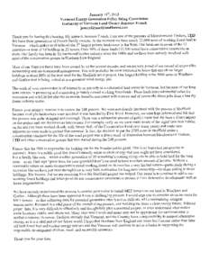 January 111h,2013 Policy Siting Commission Generation Vermont Energy Testimony of Vermont Land Owner Jameson French j am eyf@ no rth land fo rest. co m