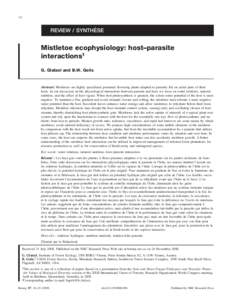 Mistletoe ecophysiology: Host-parasite interactions