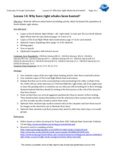 Cetaceans 4th Grade Curriculum  Lesson 14: Why have right whales been hunted? Lesson 14: Why have right whales been hunted?