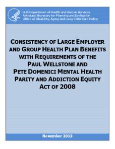 U.S. Department of Health and Human Services Assistant Secretary for Planning and Evaluation Office of Disability, Aging and Long-Term Care Policy CONSISTENCY OF LARGE EMPLOYER AND GROUP HEALTH PLAN BENEFITS