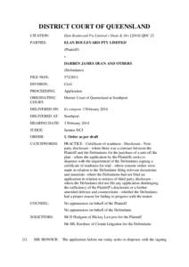 DISTRICT COURT OF QUEENSLAND CITATION: Elan Boulevard Pty Limited v Dean & OrsQDC 23  PARTIES: