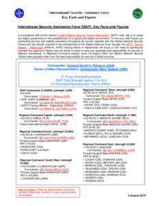 ISAF Key Fact and Figures Placemat