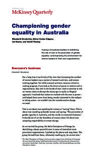 F E B R UA RY[removed]Championing gender equality in Australia Elizabeth Broderick, Elmer Funke Küpper, Ian Narev, and David Thodey