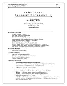 ASG BOARD MEETING MINUTES Senate Meeting – October 9th, 2013 Page 1  ASSOCIATED