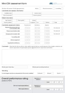 Mini-CEX assessment form  Australian Medical Council Limited  This Mini-CEX assesses (Tick the appropriate box):