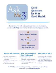 Ask  Good Questions for Your Good Health