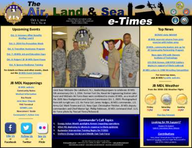 The official e-newsletter of the Joint Base McGuire-Dix-Lakehurst Public Affairs Office Oct. 2, 2014 Vol. 8, No. 40