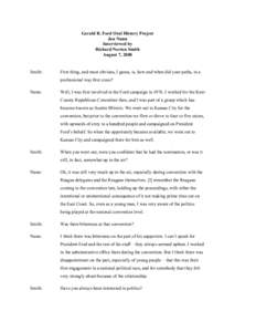 Gerald R. Ford Oral History Project Jon Nunn Interviewed by Richard Norton Smith August 7, 2008