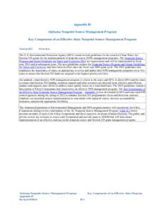 Appendix H: Alabama Nonpoint Source Management Program Key Components of an Effective State Nonpoint Source Management Program Section H.1  Overview