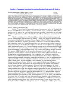 Southern Campaign American Revolution Pension Statements & Rosters Pension application of Robert Mims S30590 Transcribed by Will Graves f25VA[removed]