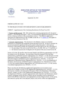 Bulletin[removed]Apportionment of the Continuing Resolution(s) for Fiscal Year 2011