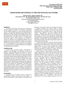 Design Review and Approval of Grid-Tied Photovoltaic Systems