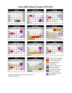 Swan Hills School Calendar[removed]August S M